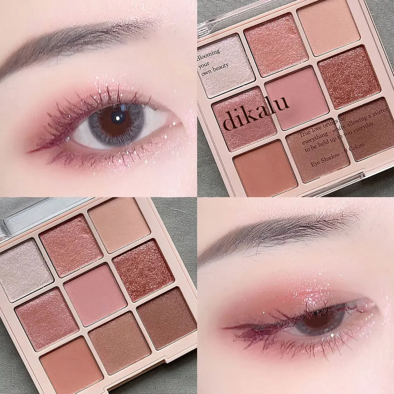 Paleta de Sombras Brilhantes - 9 Cores Peroladas e Encantadoras