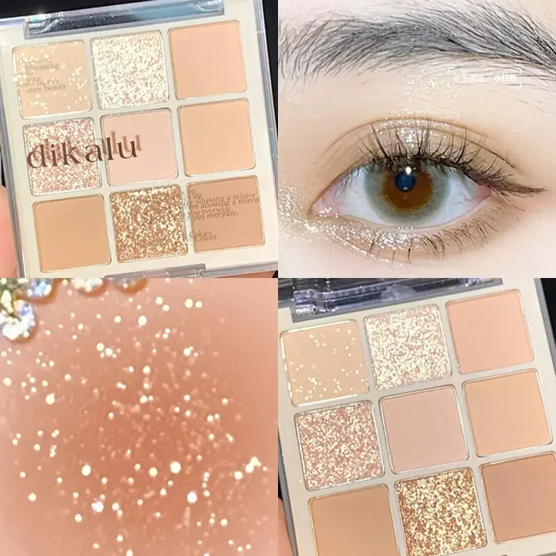 Paleta de Sombras Brilhantes - 9 Cores Peroladas e Encantadoras