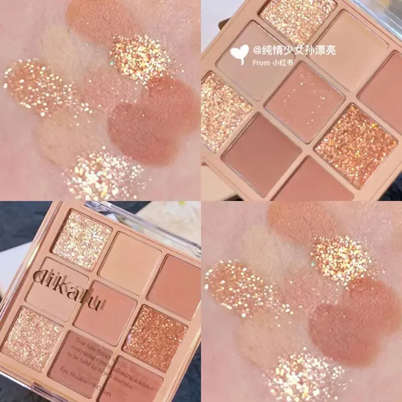 Paleta de Sombras Brilhantes - 9 Cores Peroladas e Encantadoras