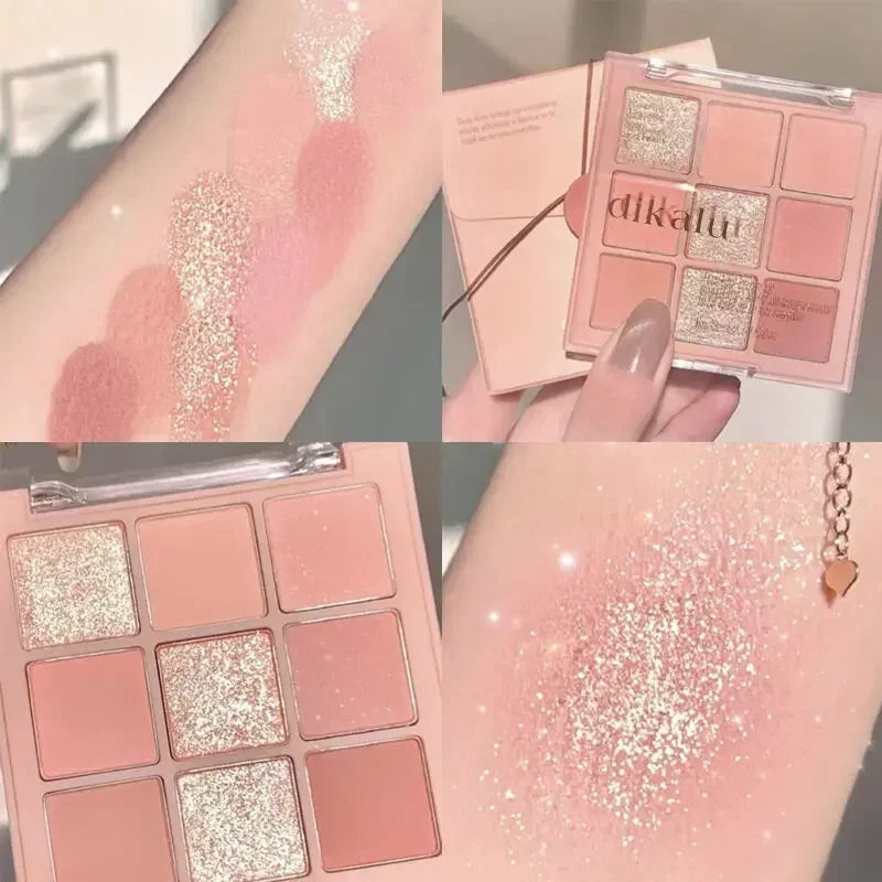 Paleta de Sombras Brilhantes - 9 Cores Peroladas e Encantadoras